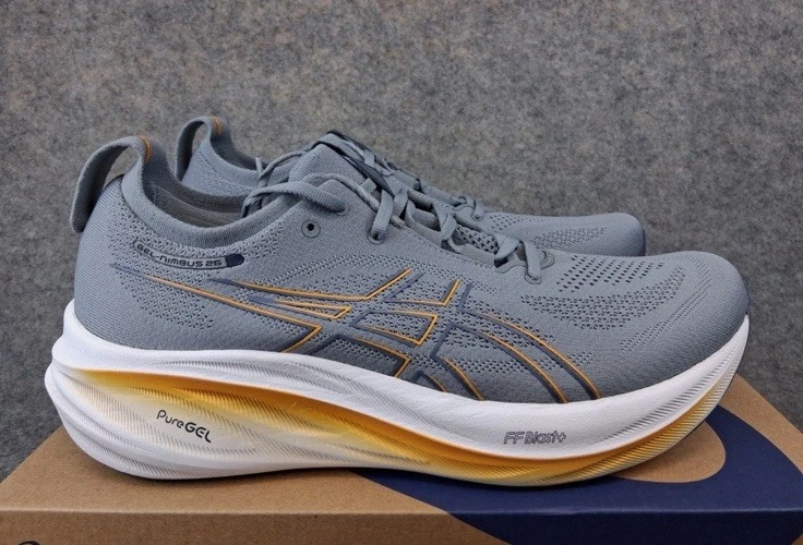 ASICS Men\'s Gel-Nimbus 26 Running Shoe, Sheet Rock/Thunder Blue, Size 8 Wde ASICS Men main image 2