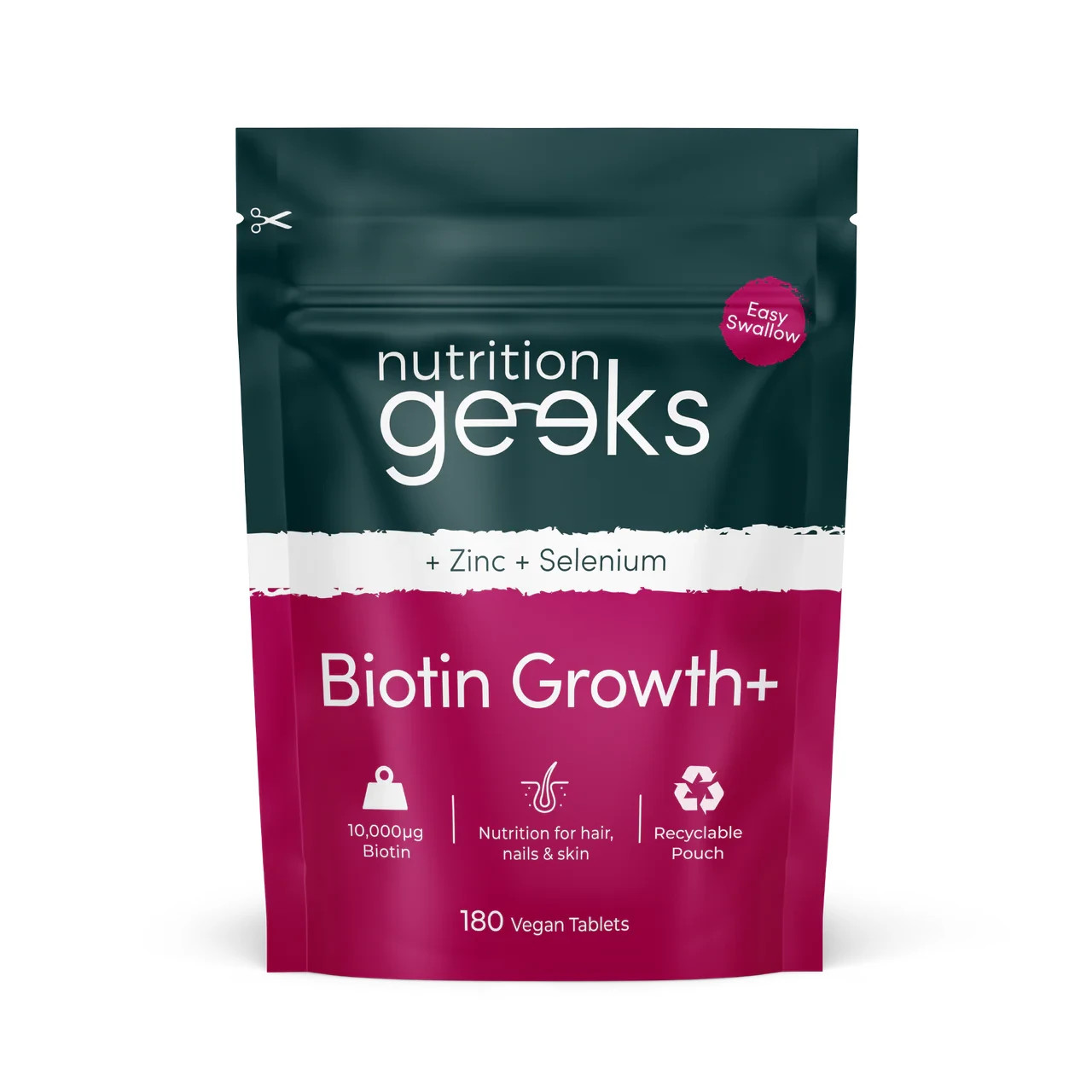 Biotin 10,000mcg + Zinc & Selenium | 180 Tablets - Hair Growth, Skin & Nails, UK