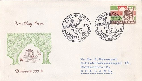 SA25d Denmark 1970 The 300th Anniversary of the Deer Park, FDC