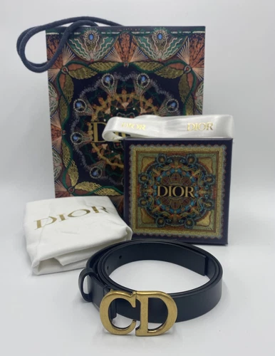 Ceinture de selle femme Dior noire en veau fin Taille 75 M900 B0042CWGH