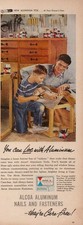 Alcoa Aluminum Nails Fasteners Father DIY Son Helper Vintage Print Ad 1958