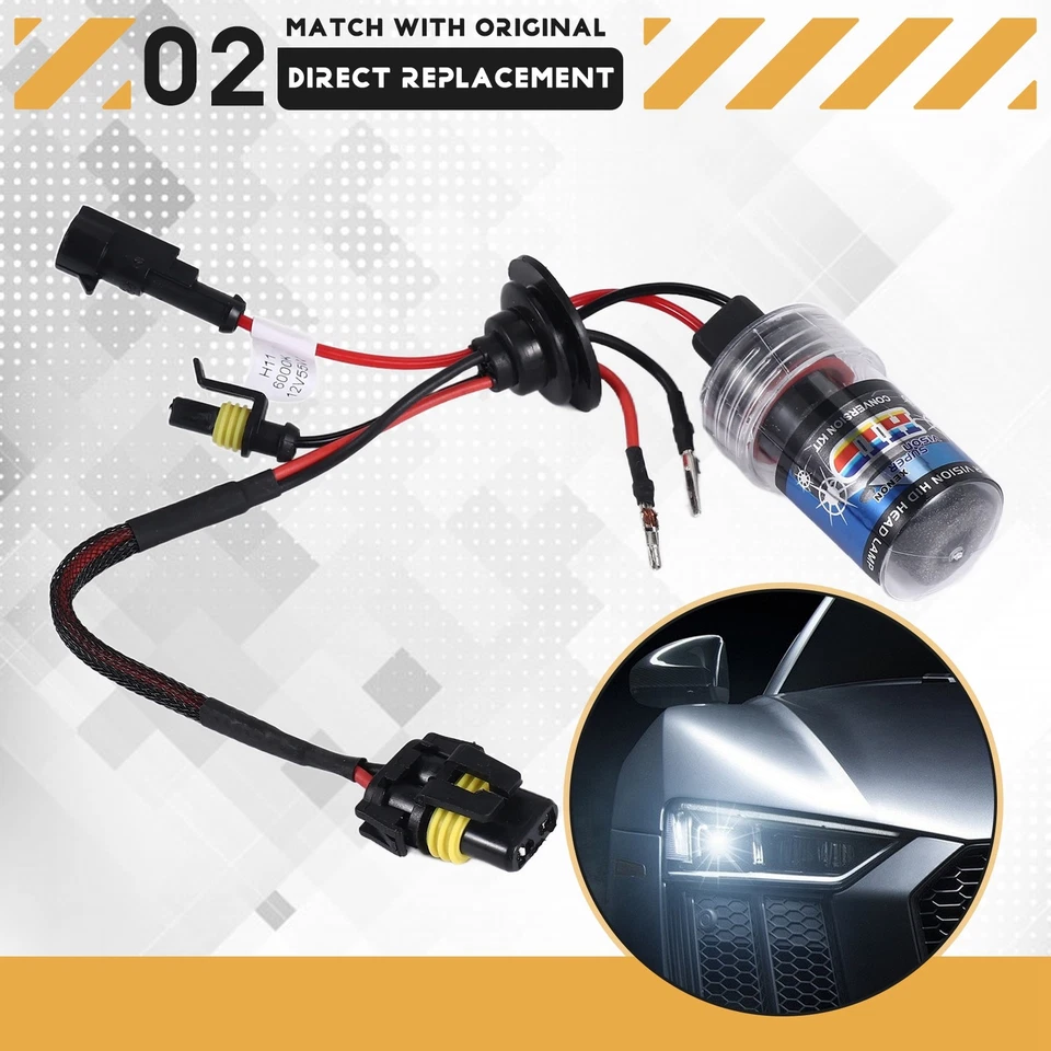 2X 55W H11 Xenon HID Front Light Headlight Car Xenon Lamp Light (6000K) G1O9 - Image 2 of 4