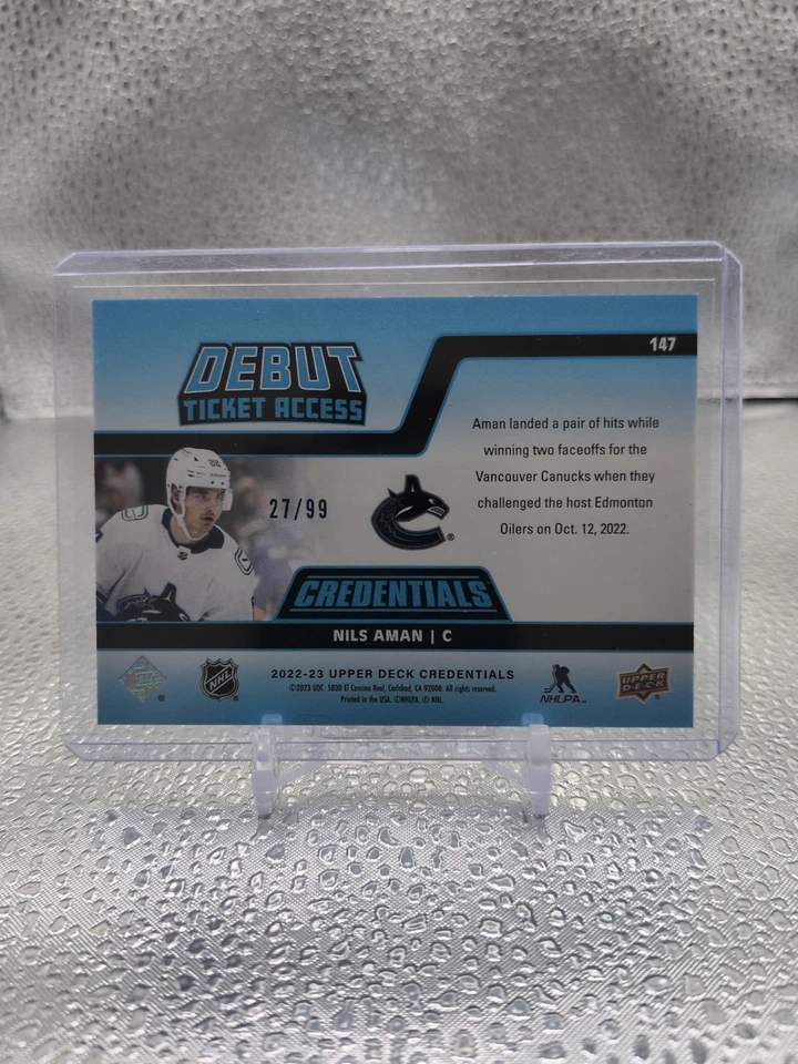 2022-23 Upper Deck Credentials Blue #147 Nils Aman - Image 2 of 2