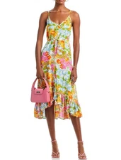 Rails Frida Day Garden Floral High Low Sleeveless Dress Colorful Vacation SMALL