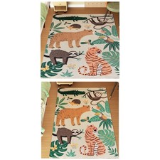 Teppich Anti-Rutsch Wohnzimmerteppich Kurzflor mit Dschungel-Muster Refurbished