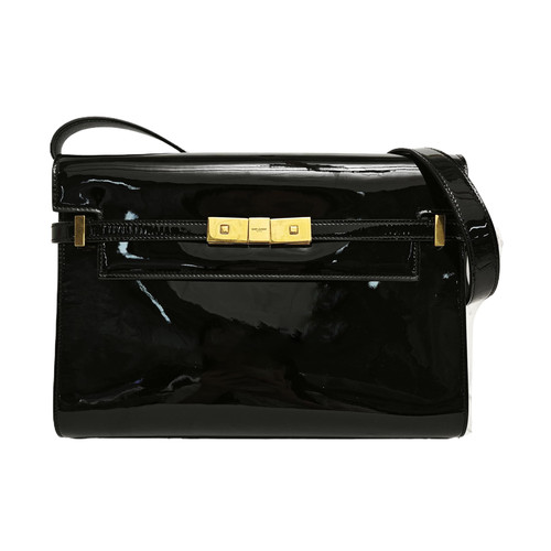 【Authentic】 Yves Saint Laurent MANHATTAN Black Patent leather Handbags (DDP)