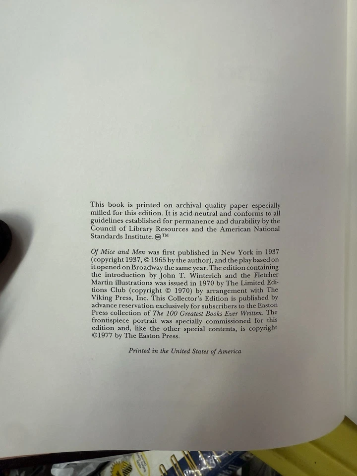 Of Mice and Men – John Steinbeck (Easton Press) Foto 4 de 4