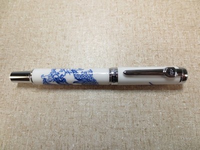 Jinhao 950 Fountain Pen Plunger Converter Med Porcelain Design Blue Dragon NOS
