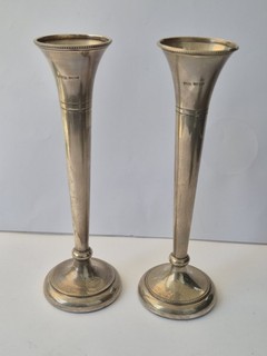 Vintage Silver Hallmarked Candle Sticks Matching Pair. Birmingham. Sell Or Scrap