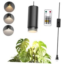 Zoomable Remote Pendant Grow Lights with Auto On/Off 1 Light with Timer Black