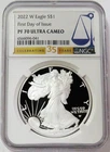 2022 W PROOF AMERICAN SILVER EAGLE 1oz NGC PF 70 UC FIRST DAY OF ISSUE