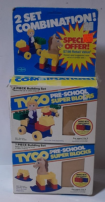 Vintage Tyco Preschool Super Blocks 2 Set Combination