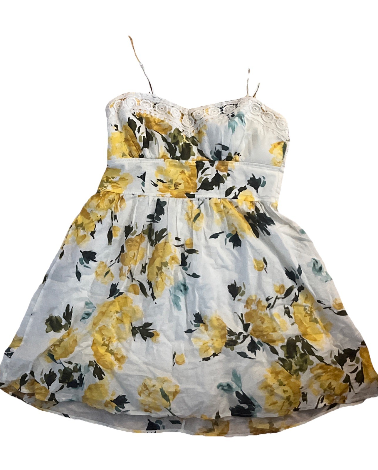Three Pink Hearts Trixxi Yellow Floral Sundress Dress, Size 13/Large