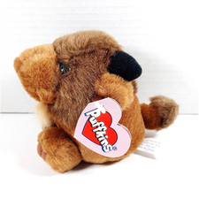 Vintage Swibco 1997 Puffkins Biff The Bull Brown Plush Stuffed Animal