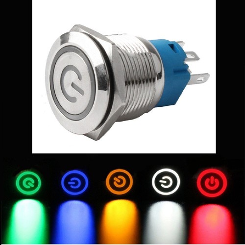 Heschen nero metallo aggancio pulsante interruttore 19 mm (3/10,2 cm