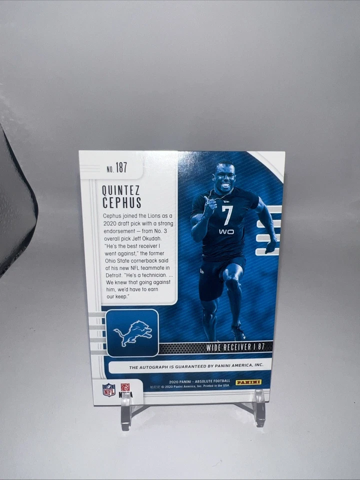 2020 Panini Absolute Signatures Orange Mosaic /75 Quintez Cephus Rookie Auto RC - Image 2 of 3