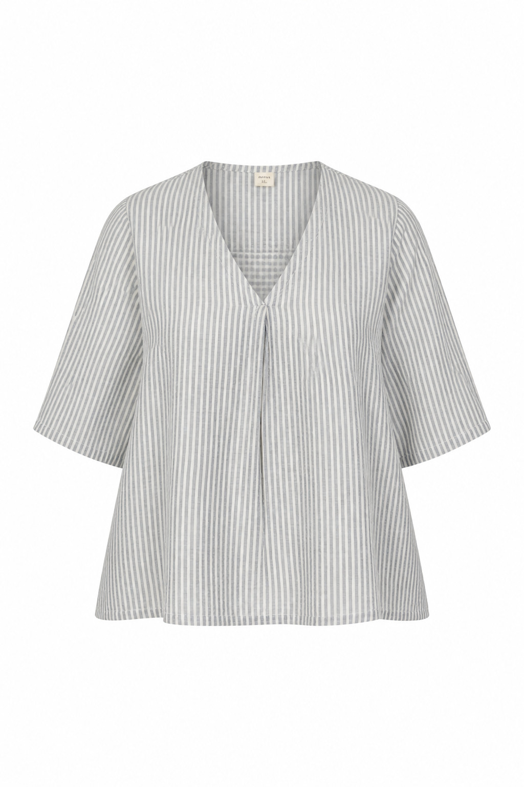 LINTICO V-Neck Pleated Swing Top Womens XL Striped 100% Linen Flax Nautical Prep