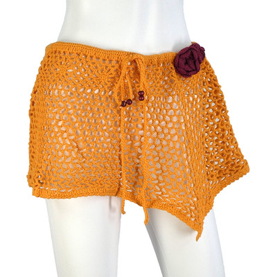 Jaded London Häkelrock Taschensaum orange Strand Cover Up Festival Y2K S M