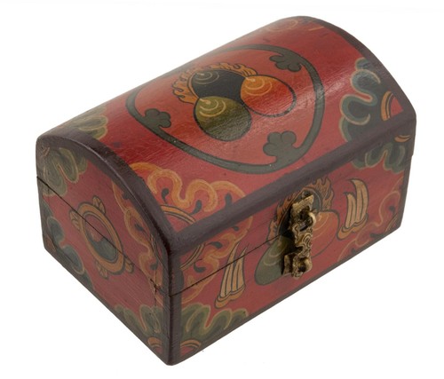 Buddhist Jewelry Box Or Painted Wooden Box 15X10Cm # 5863 - Picture 2 of 5