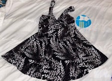 Swim Solutions One Piece Swimsuit Swimdress 10 Tummy Control Black B3 