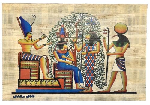 Handmade Egyptian papyrus-Nefertari's Journey to Life-8x12 “ - Foto 1 di 8