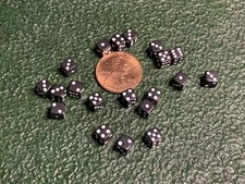 Twenty 5MM Opaque Black with White D6 Gaming Dice RPG Tabletop Square Corner