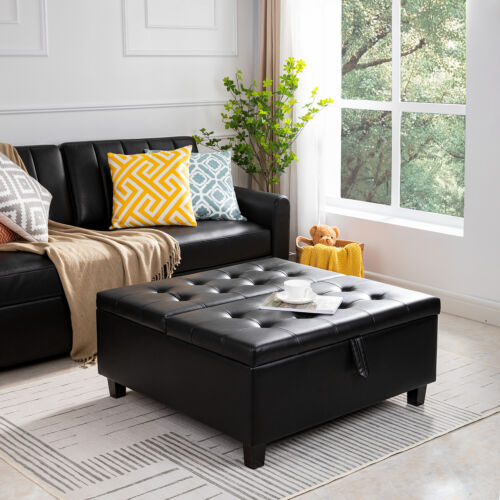 Ciara Upholstered Lift Top Ottoman by Naomi Home Black