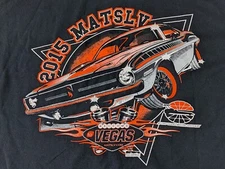 VEGAS MATSLV Muscle Cuda Mopar  Drag Strip T Shirt Double Sided Print  Black L