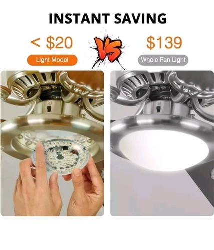 2x 3.93'' LED Fan Light Replacement, Dimmable LED Retrofit Kit 20W 120V 2000LM - Picture 8 of 8