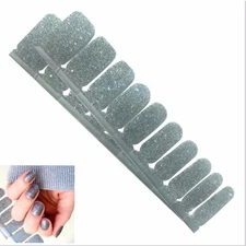 Jaysea Arts Nail Strips, Color Dark Grey Glitter Street Nails Polish Wraps, B4G1