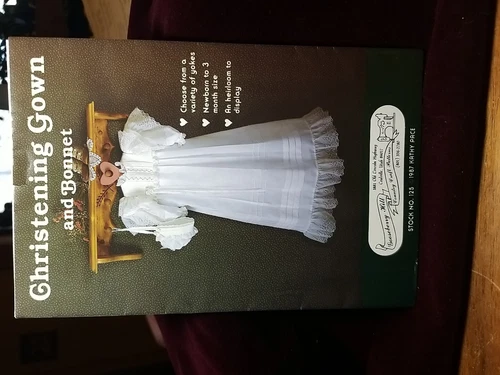 Vintage 1987 Gooseberry Hill Christening Gown Bonnet #125 NB - 3 Months UNCUT