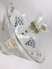 Vintage Glass Chip and Dip Bowl Set Anchor Hocking? Mid Century Modern MCM 🍇