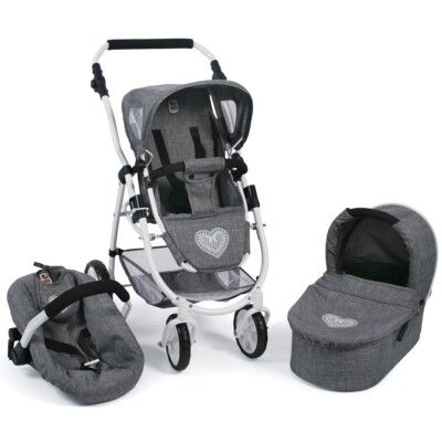 Bayer Chic 2000 3 in 1 Kombi Puppenwagen Emotion All In Jeans grey TOP