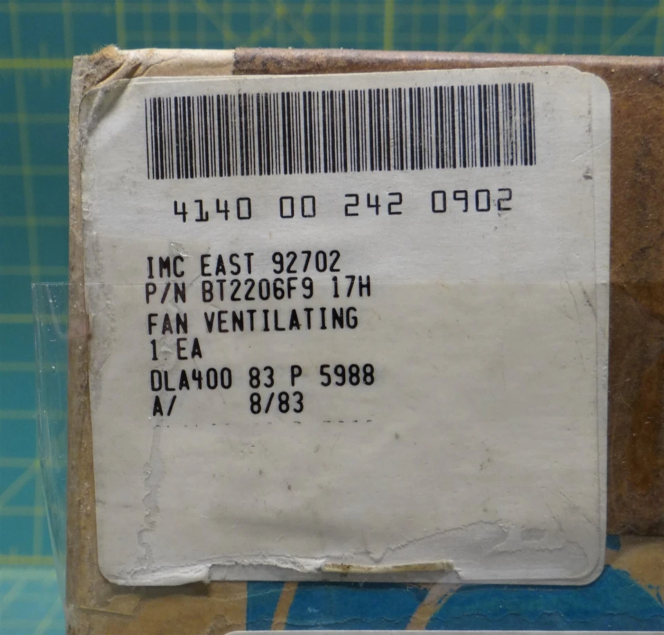Ventilador boxer IMC BT2206F9-17H MS3112E8-4P 5300 rpm PN 717454-2 NSN 4140-00-242-0902 Foto 2 de 4