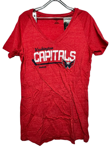 Reebok Damen Washington Capitals V-Ausschnitt Kurzarm T-Shirt Rot - Xl-image