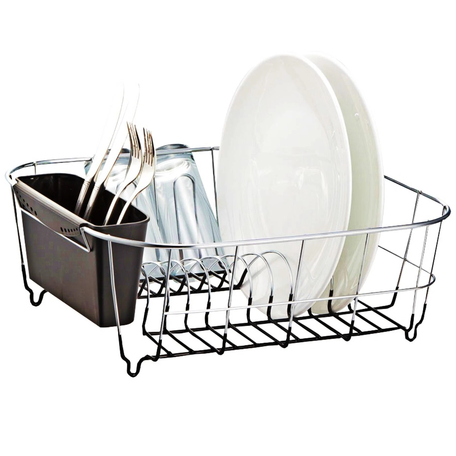 Kitchen Steel Over Sink Dish Drying Rack with Cutlery Holder Drainer Organizer
Opens in a new window