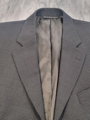 42S Men's Savile Row Blazer Gray-Brown Birdseye Chic Reconnu Lanzawood 100% Wool - Picture 3 of 10