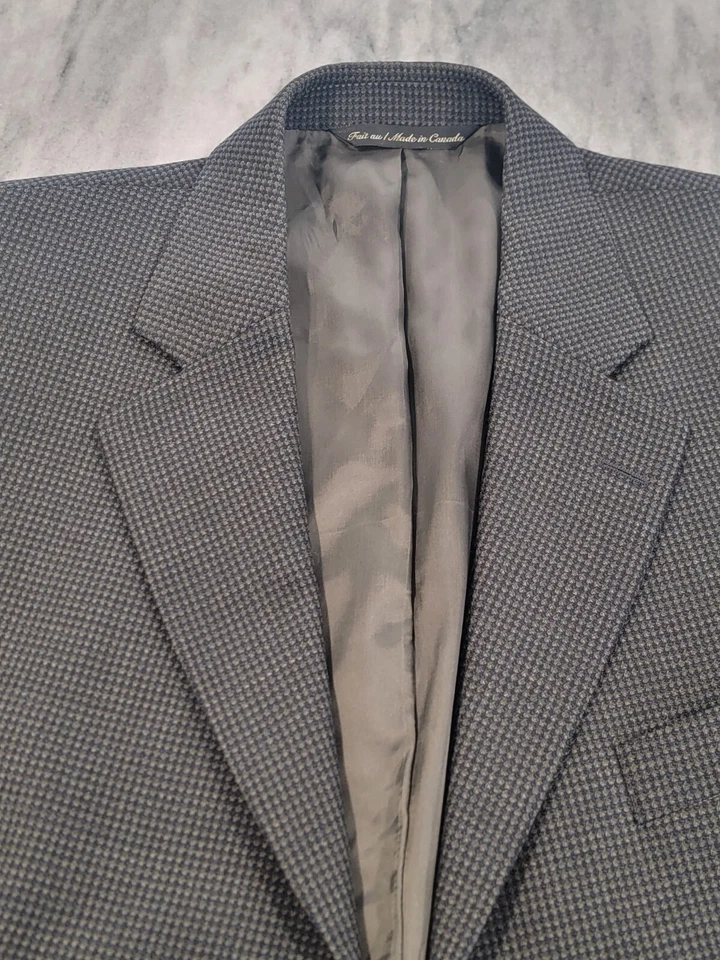 Blazer para hombre 42S Savile Row gris-marrón ojo de pájaro elegante Reconnu Lanzawood 100 % lana Foto 3 de 4