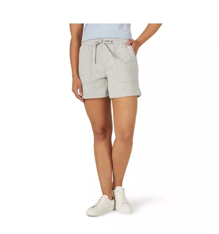 Lee Women s Drawstring Shorts High Rise Relaxed Fit Light Grey