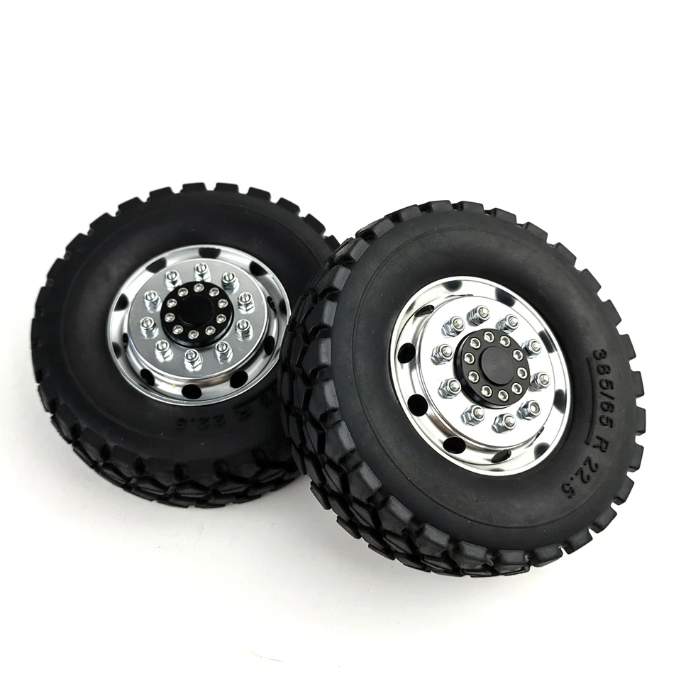 AXSPEED 2x Vorderrad Felgen+Reifen Reifen für Tamiya Traktor 1:14 RC LKW Auto - Bild 3 von 4