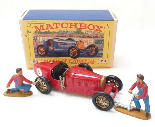 Matchbox Lesney MOY 1:48 SUPERCHARGED BUGATTI TYPE 35 Y-6 Red + Mechanics MIB`60 - Picture 1 of 9