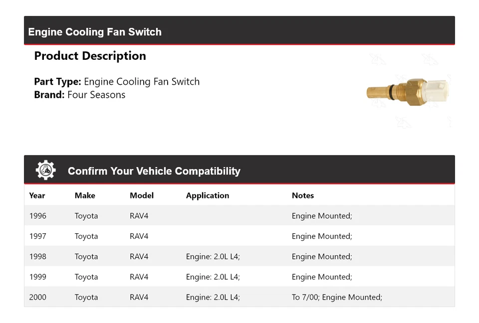 Interruptor ventilador refrigeración motor Toyota RAV4 1996-2000 4 estaciones 1997 1998 1999 Foto 2 de 4