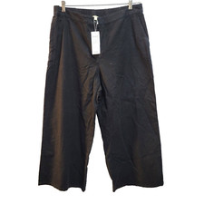 NWT 178 EILEEN FISHER Cotton Hemp Stretch Wide-Leg Pant in Black LARGE -P4558