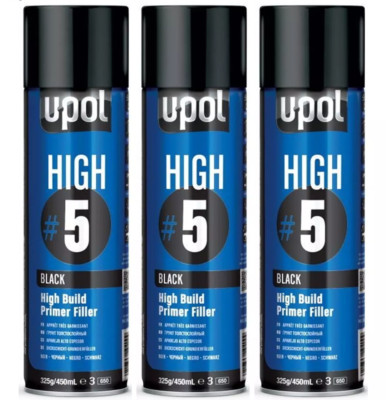 3 x U-pol High #5 Grundierung schwarz 450ml Aerosol hoher Aufbau UPOL BESTPREIS