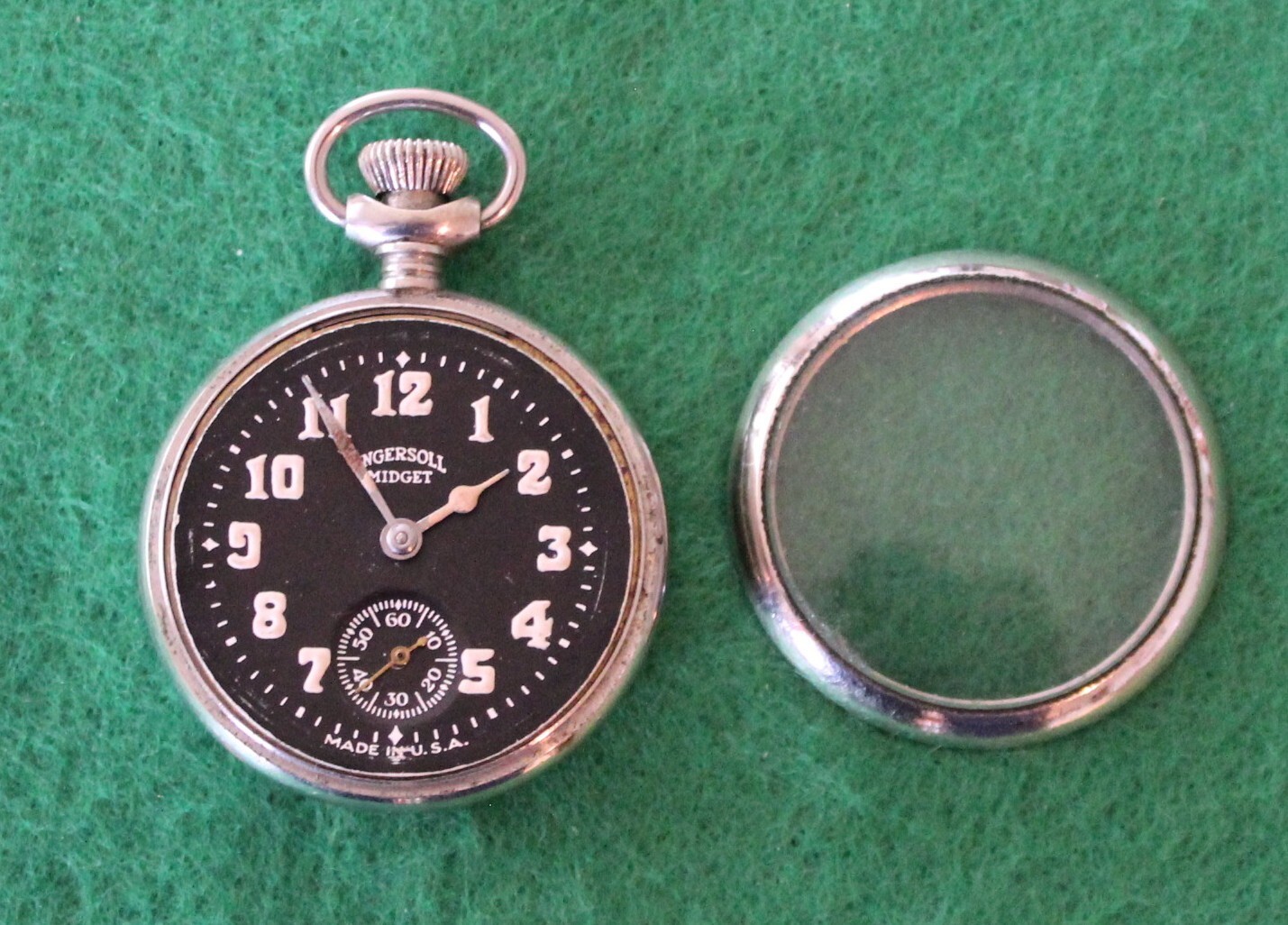 ANTIQUE INGERSOLL MIDGET RADIOLITE POCKET WATCH RUNS eBay