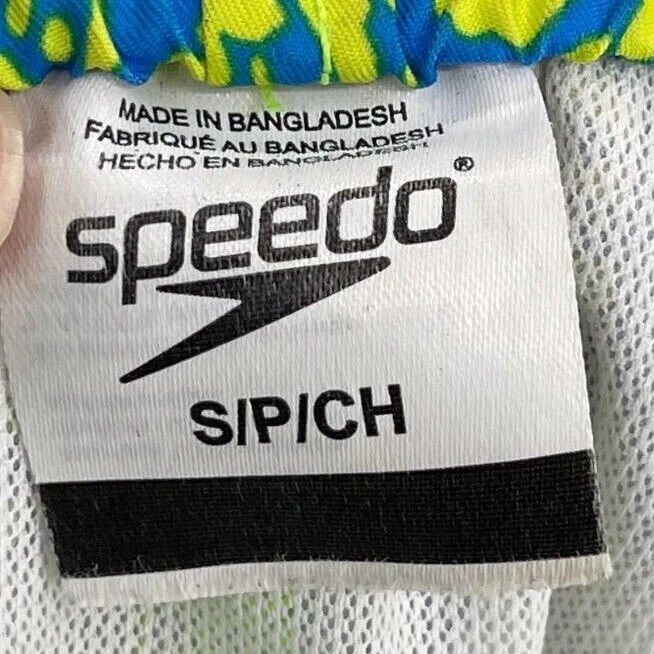 Speedo Swim Trunks Mens Small Yellow Blue Floral Tropical Lined Swimming - Image 3 of 4