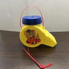 Vtg Chuck E. Cheese showbiz Pizza Time whistle shaped sippy cup 1995 USA