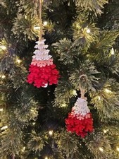 Set of 2 Rustic Christmas Tree Ornaments