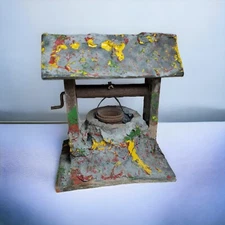 Vtg Putz Nativity Wishing Well Primative  Mechanical Water Well by Transogram