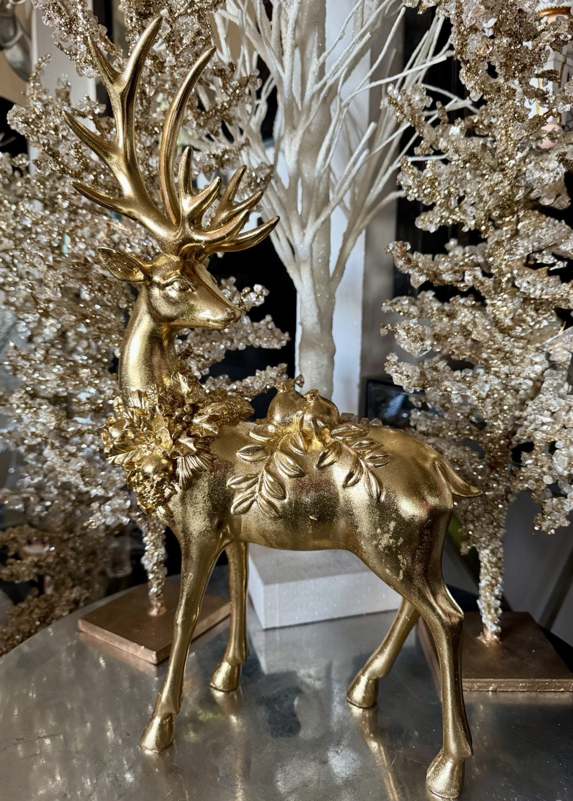 Martha Stewart Large Gold Deer Figurine 